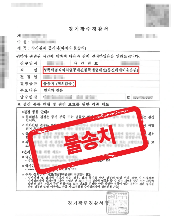 성범죄전문변호사의 실전 변론 — 통신매체이용음란(통매음) 고소, 경찰 단계 불송치로 무혐의 받아낸 사례